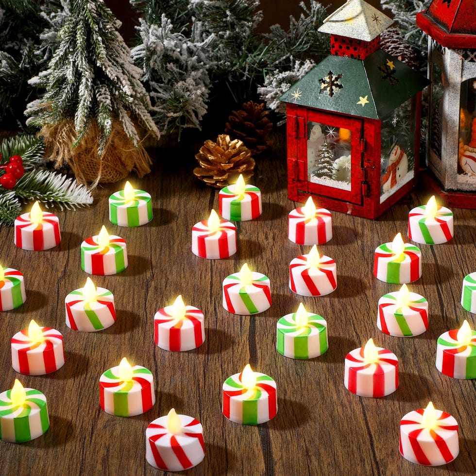Candy Cane Flameless Tea Lights