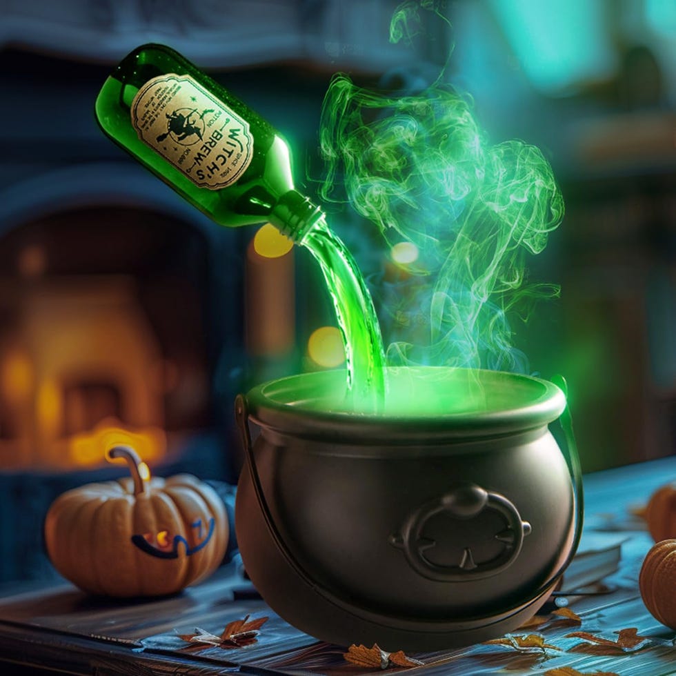 Cauldron With Potion Bottles