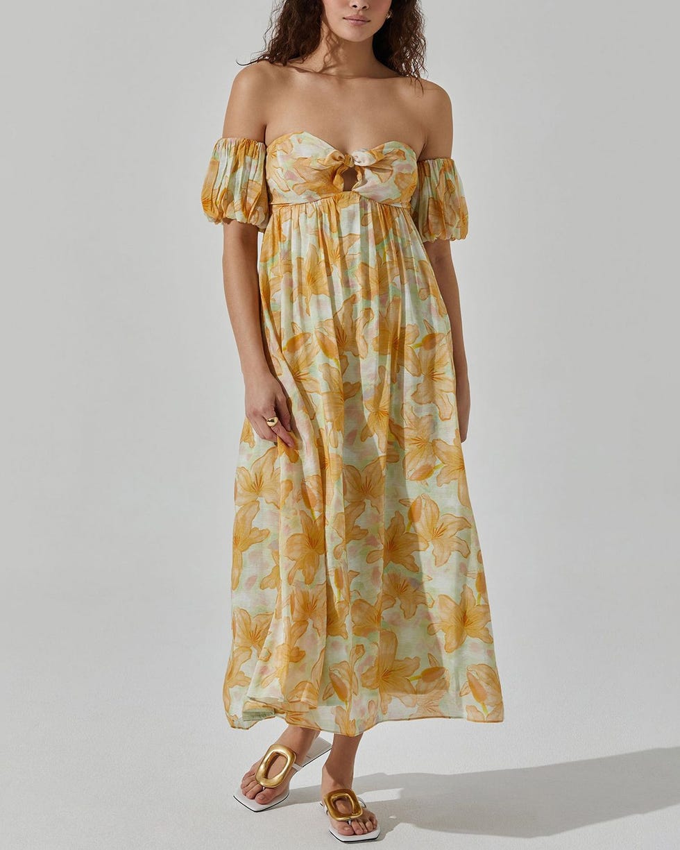 Floral Off-the-Shoulder Midi Dress