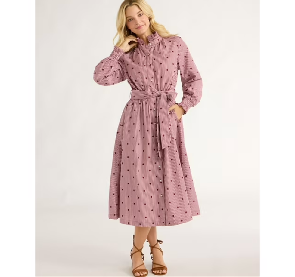 Ruffle Neck Midi Dress