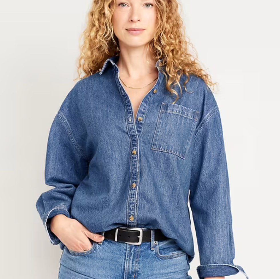 Boyfriend Button-Down Jean Tunic