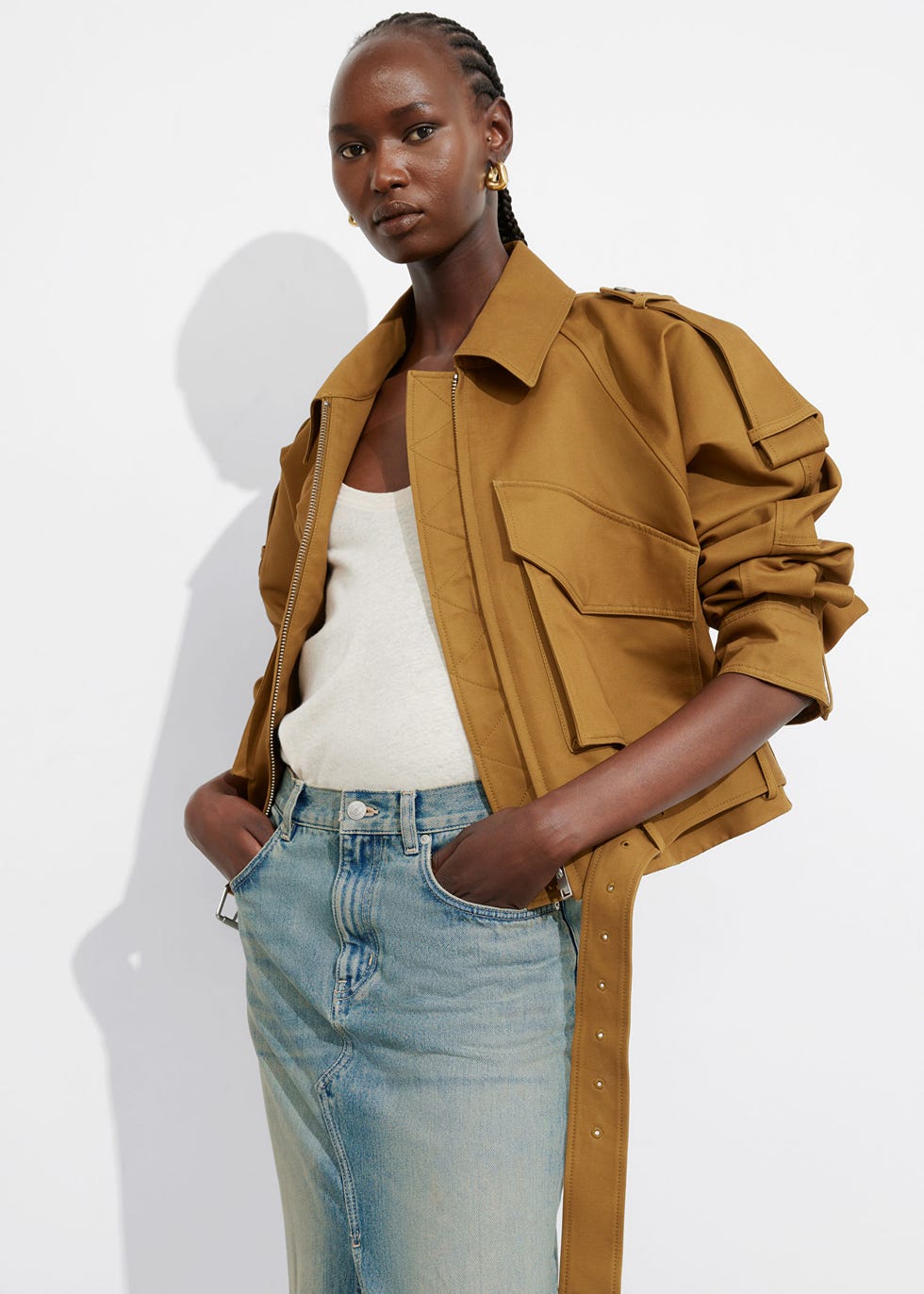 Belted Patch-Pocket Jacket