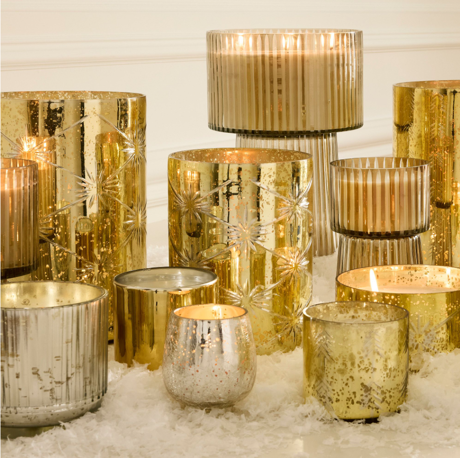 Gold Crackle Mercury Candles
