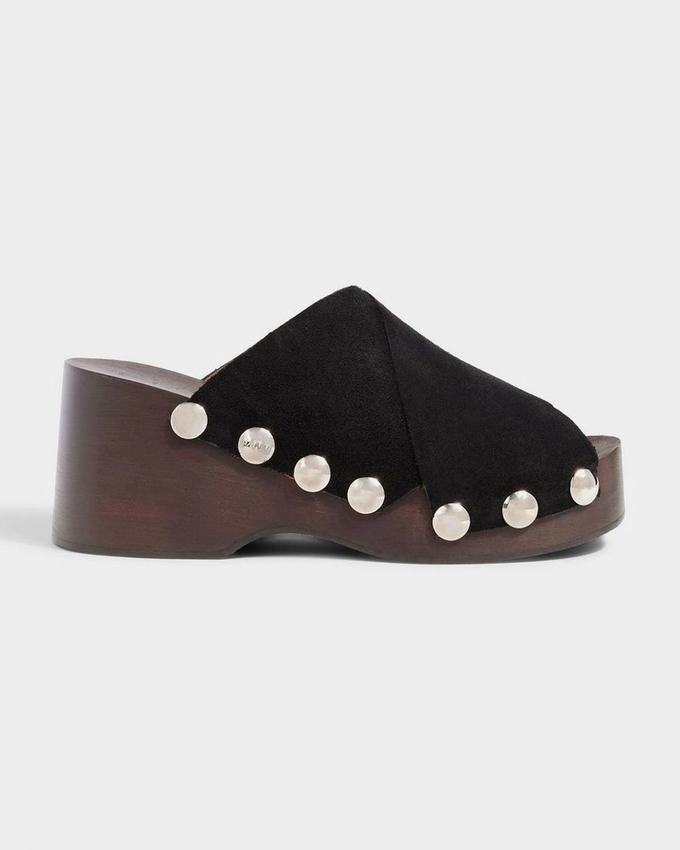 Studded Suede Platform Mules