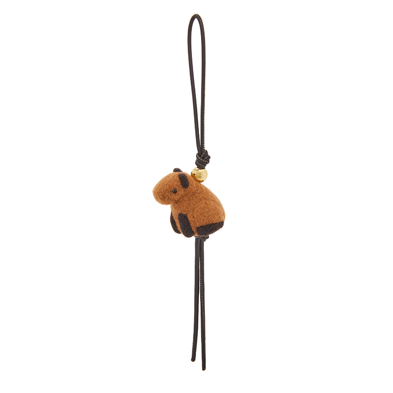 Felt Capybara Charm with Calfskin Loop