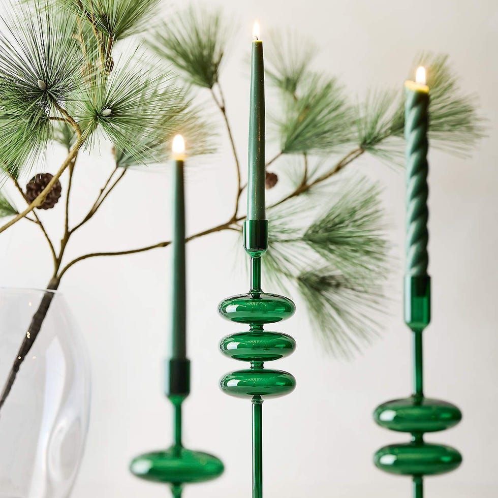 Green Glass Candle Holders