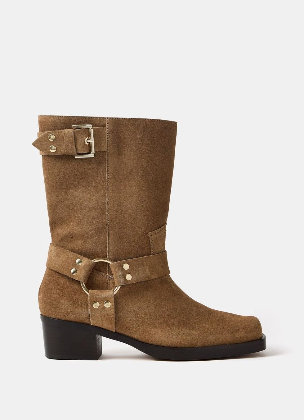 Neutral Suede Biker Boots