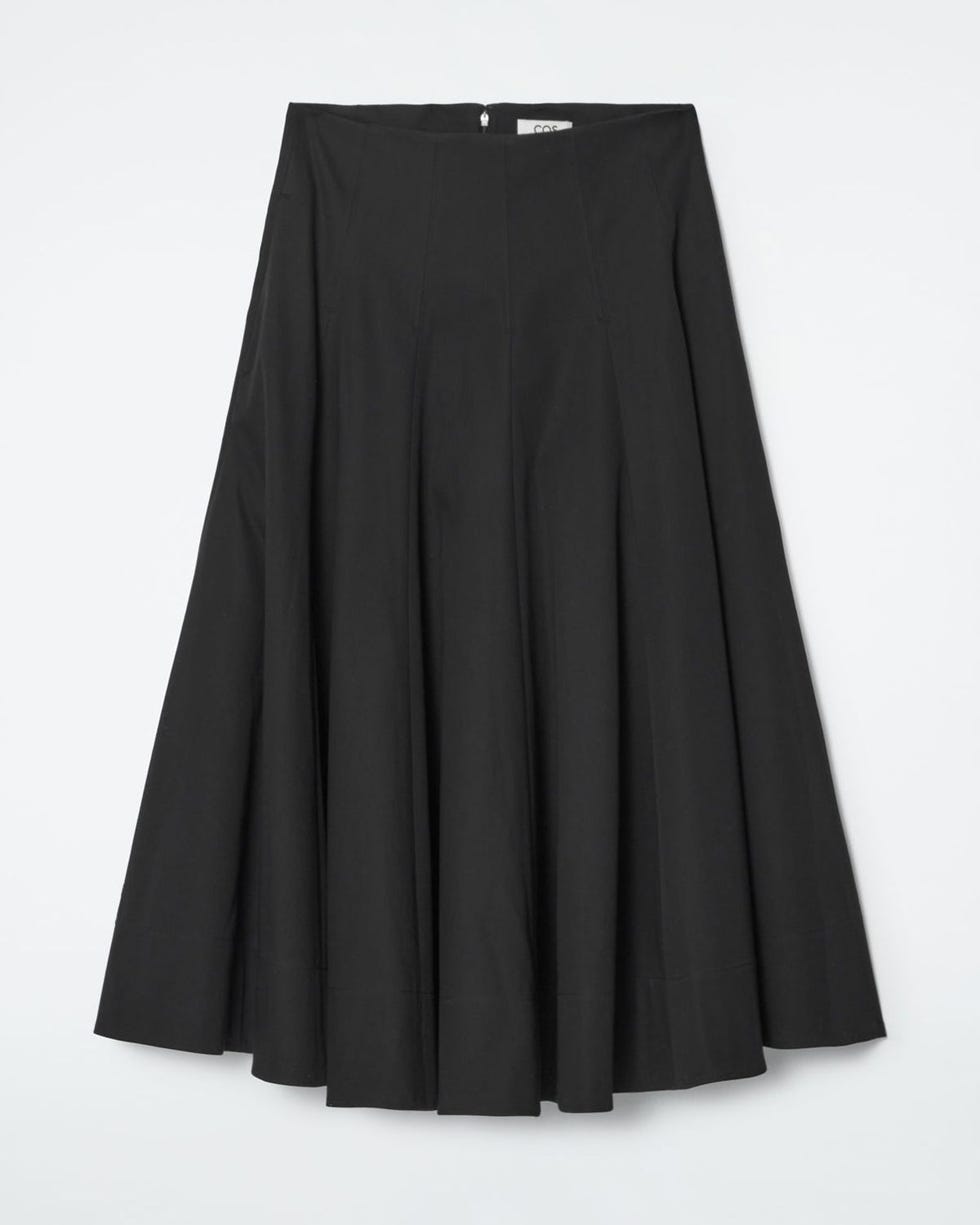 Voluminous Pleated Cotton Midi Skirt