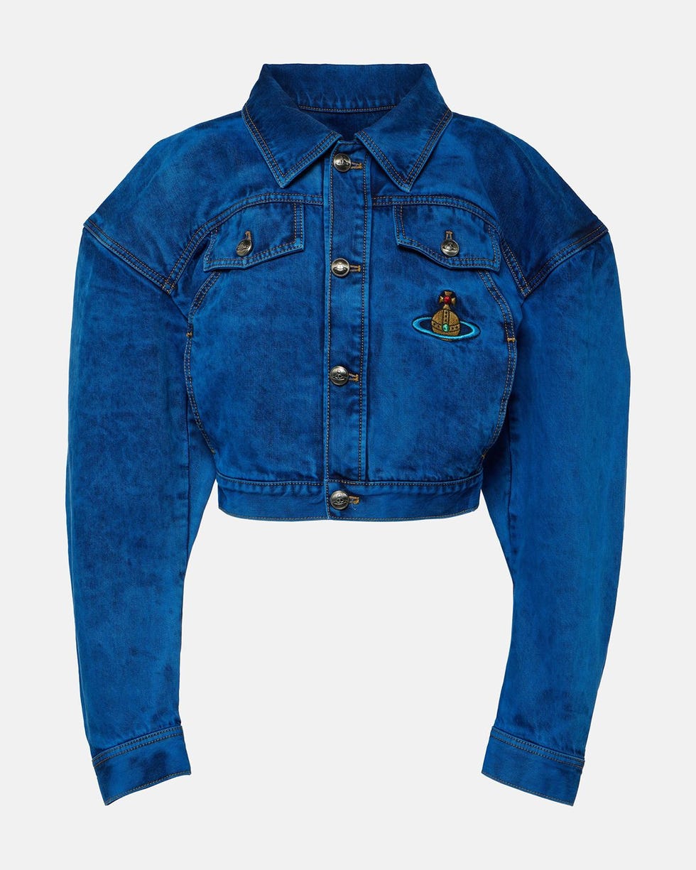 Embroidered Denim Cropped Jacket