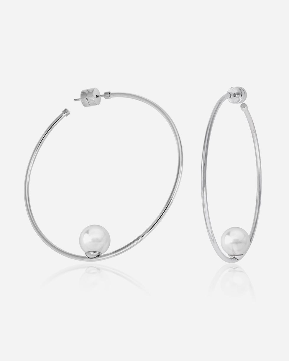 Marianela Floating Pearl Hoop Earrings