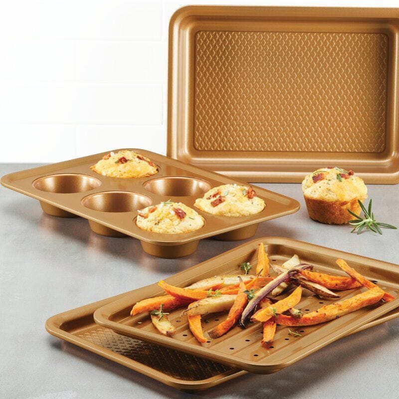 4-Piece Non-Stick Copper Bakeware Set 