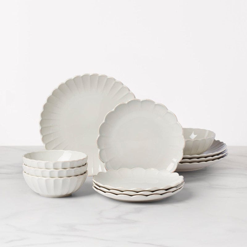 Perle Scallop 12-Piece Dinnerware Set