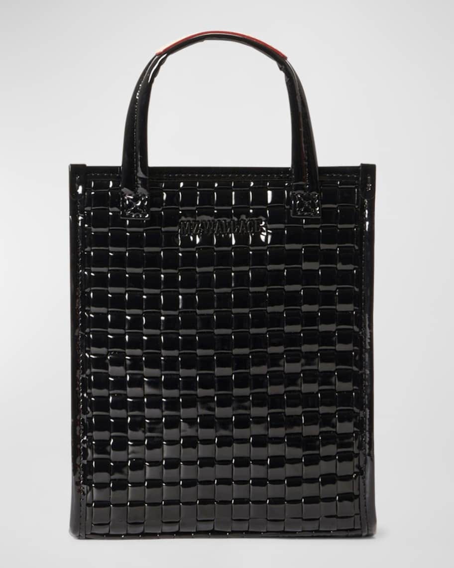 Micro-Woven Patent Box Tote Bag