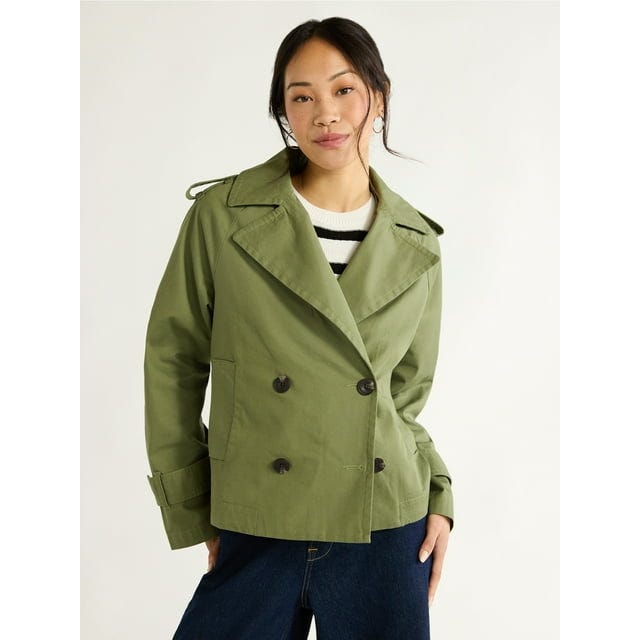 Cropped Cotton Trench Coat