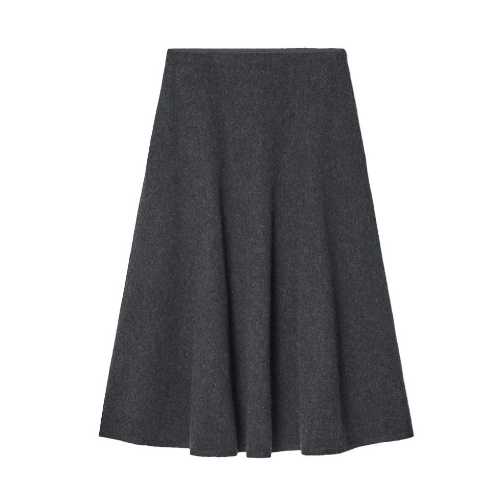 Boiled-Wool Midi Skirt