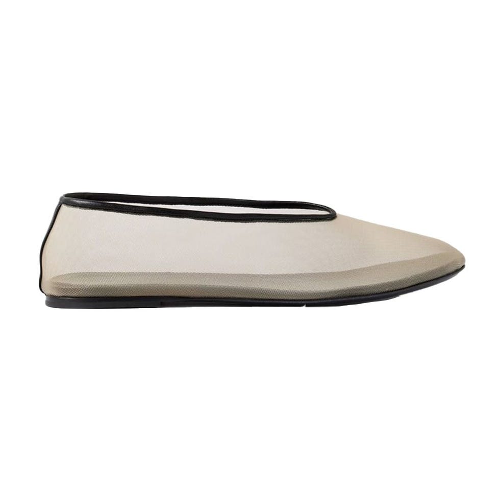 Marcy Leather-Trimmed Mesh Ballet Flats