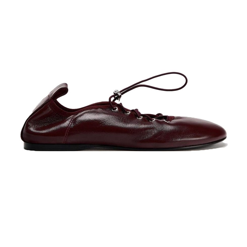 Leather Lace-Up Ballet Flats