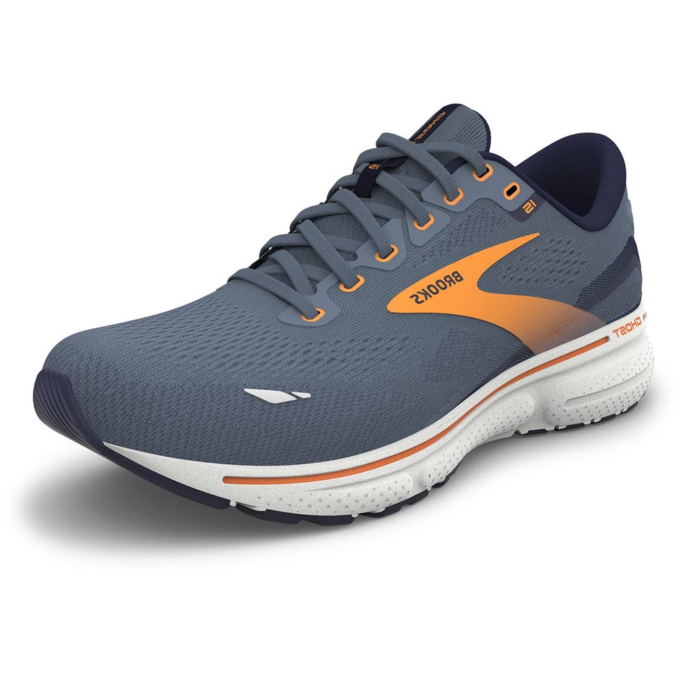Brooks Ghost 15, Scarpe da corsa Uomo, Grigio (Flintstone Peacoat Orange Pop), 44 EU