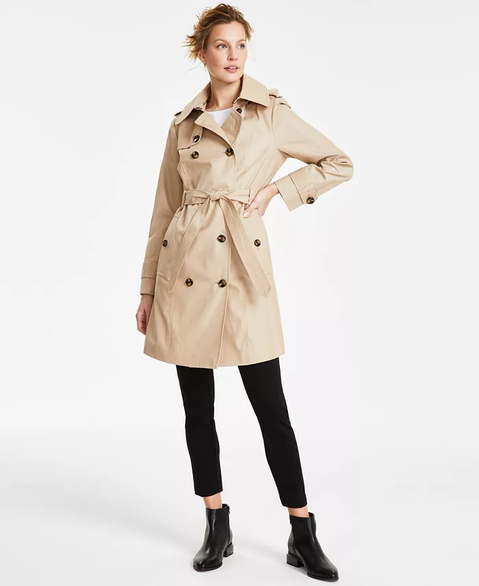 Audrey classic double breasted trench coat with detachable flannel liner & hood hotsell