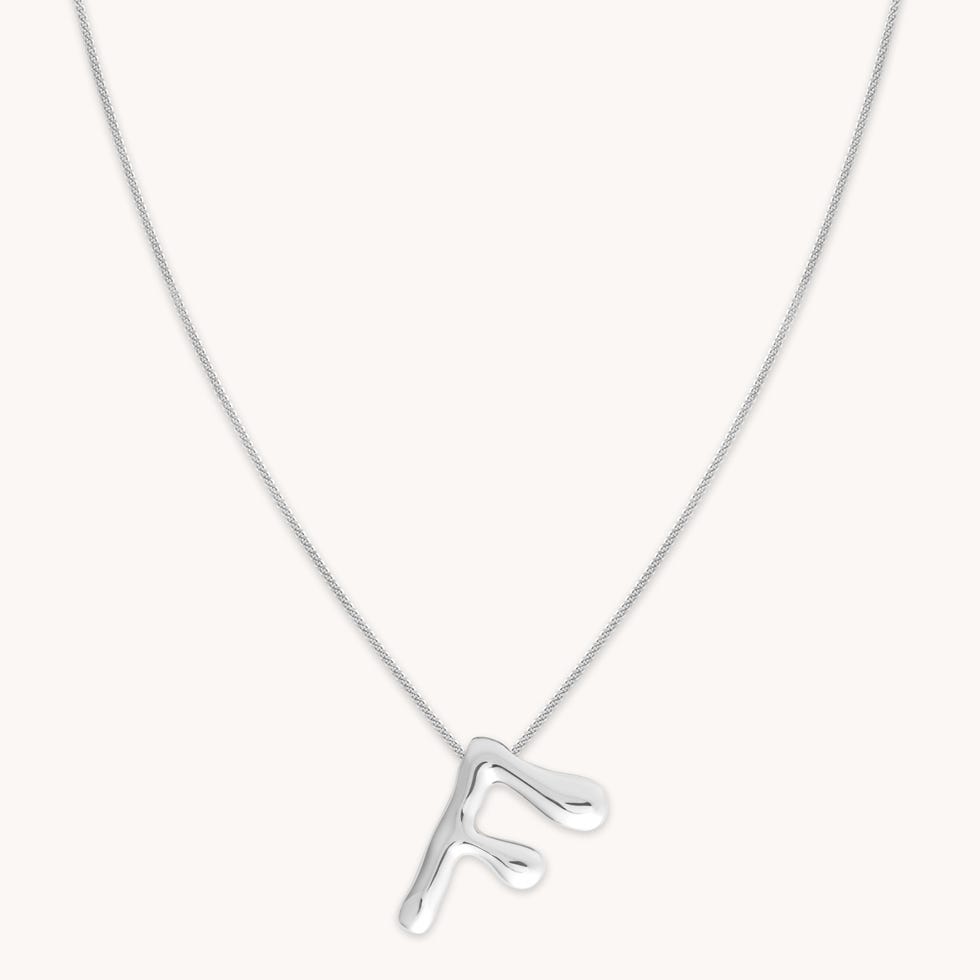 Initial Bold Pendant Necklace in Silver