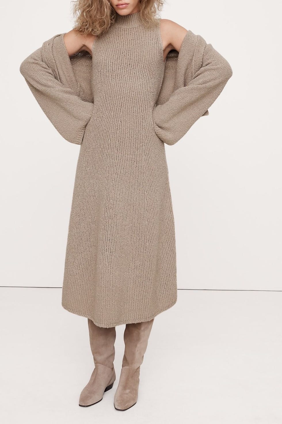 Merino-Blend Mock-Neck Midi Sweater Dress Merino-Blend Mock-Neck Midi Sweater Dress