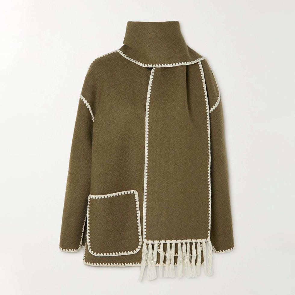 Draped Fringed Wool-Blend Jacket