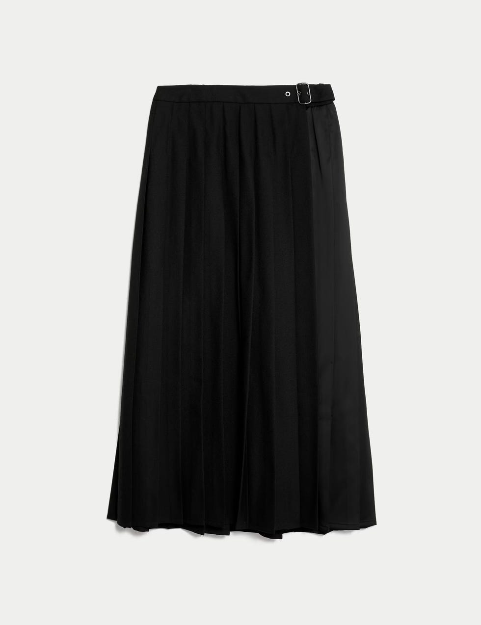 Wool Blend Pleated Maxi Kilt Skirt
