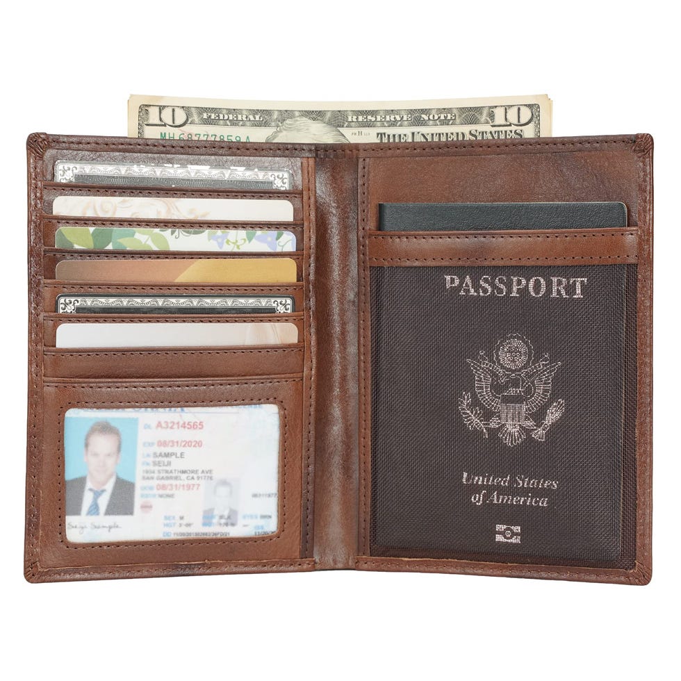 RFID Blocking Leather Passport Holder Travel Wallet