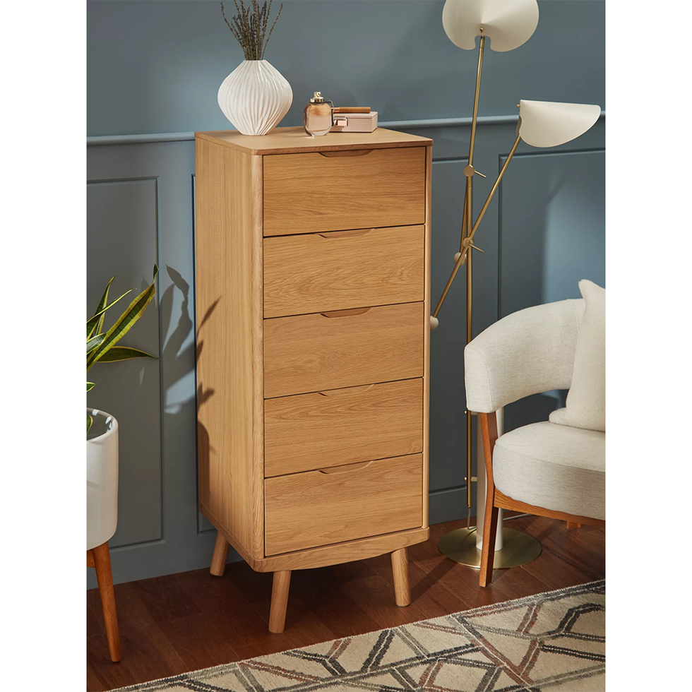 Bow 5 Drawer Tall Boy Chest