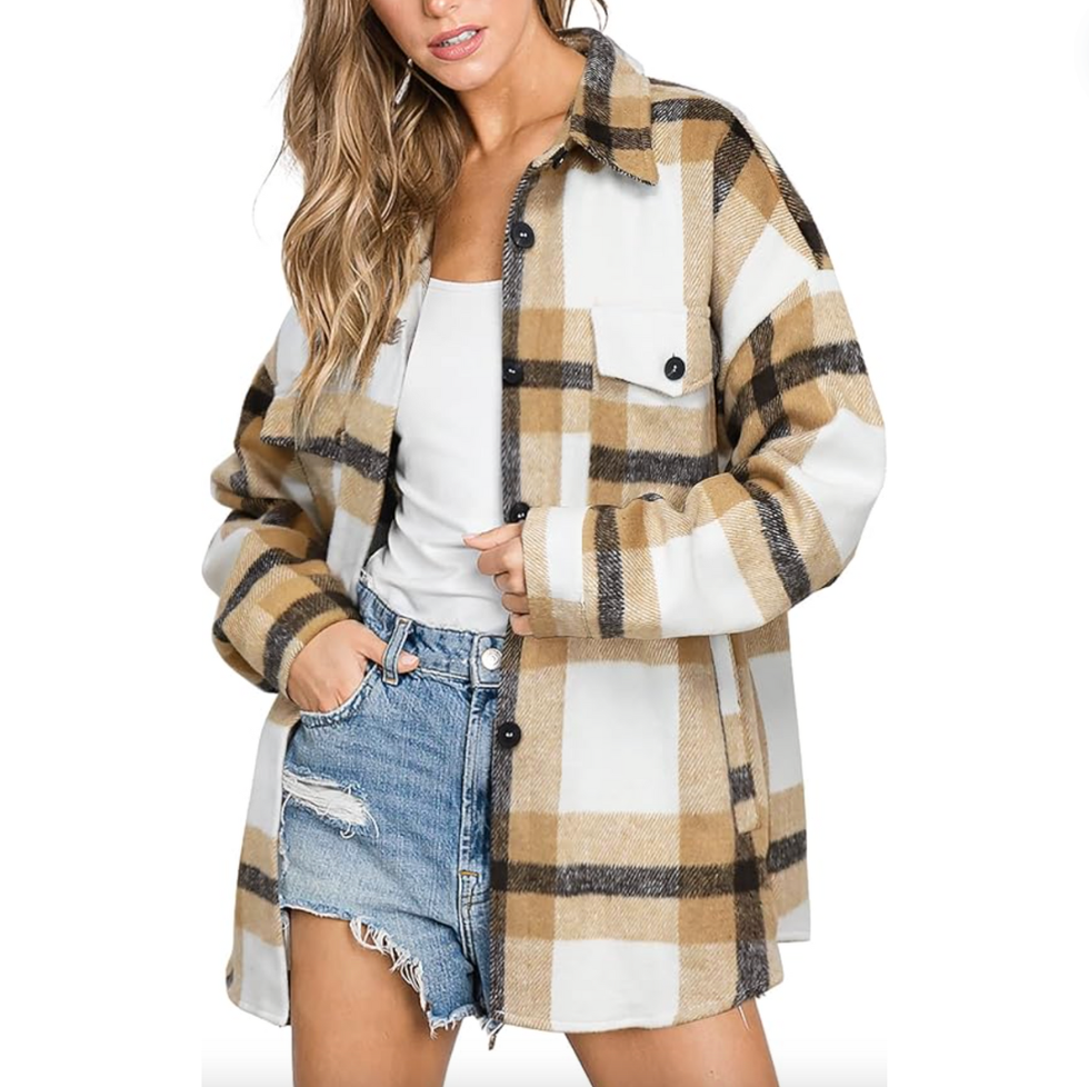 Brown Plaid Flannel Shacket 