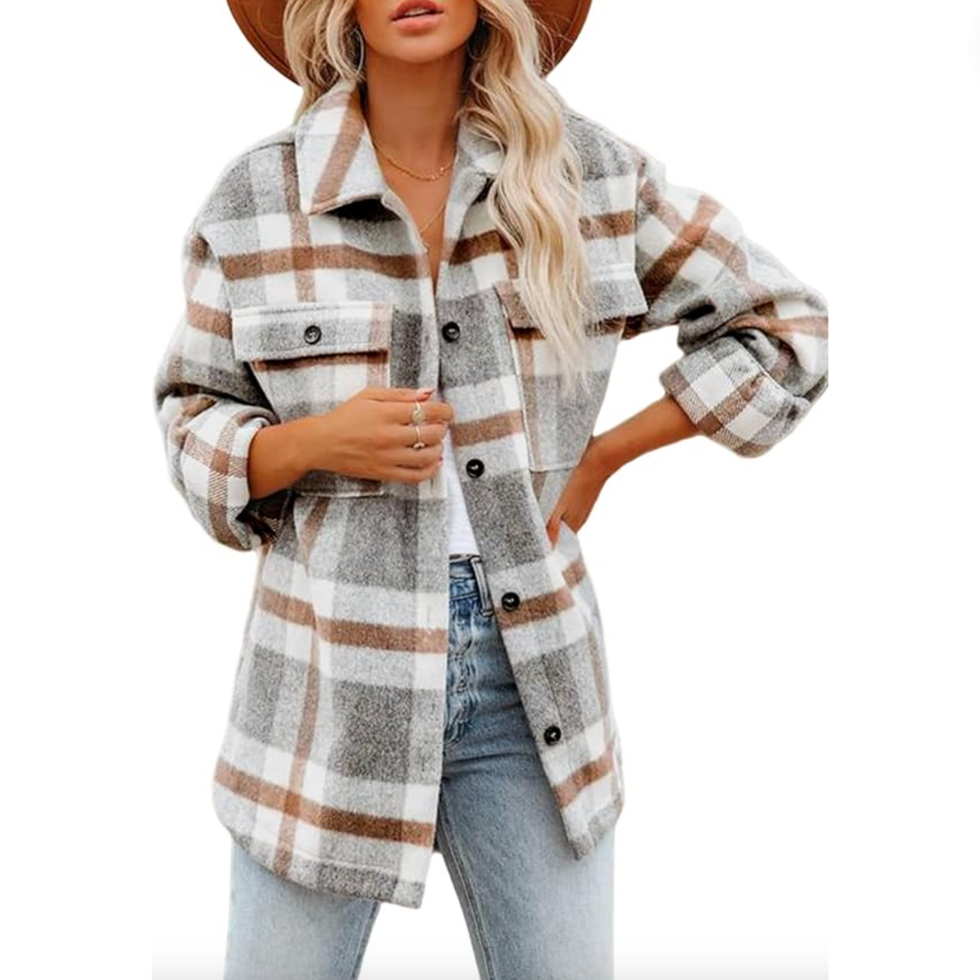 Gray Plaid Flannel Shacket