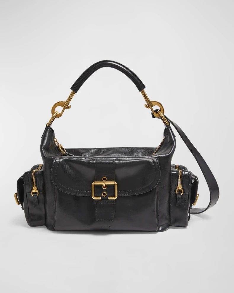 Camera Bag Large in Natural Shiny Calfskin