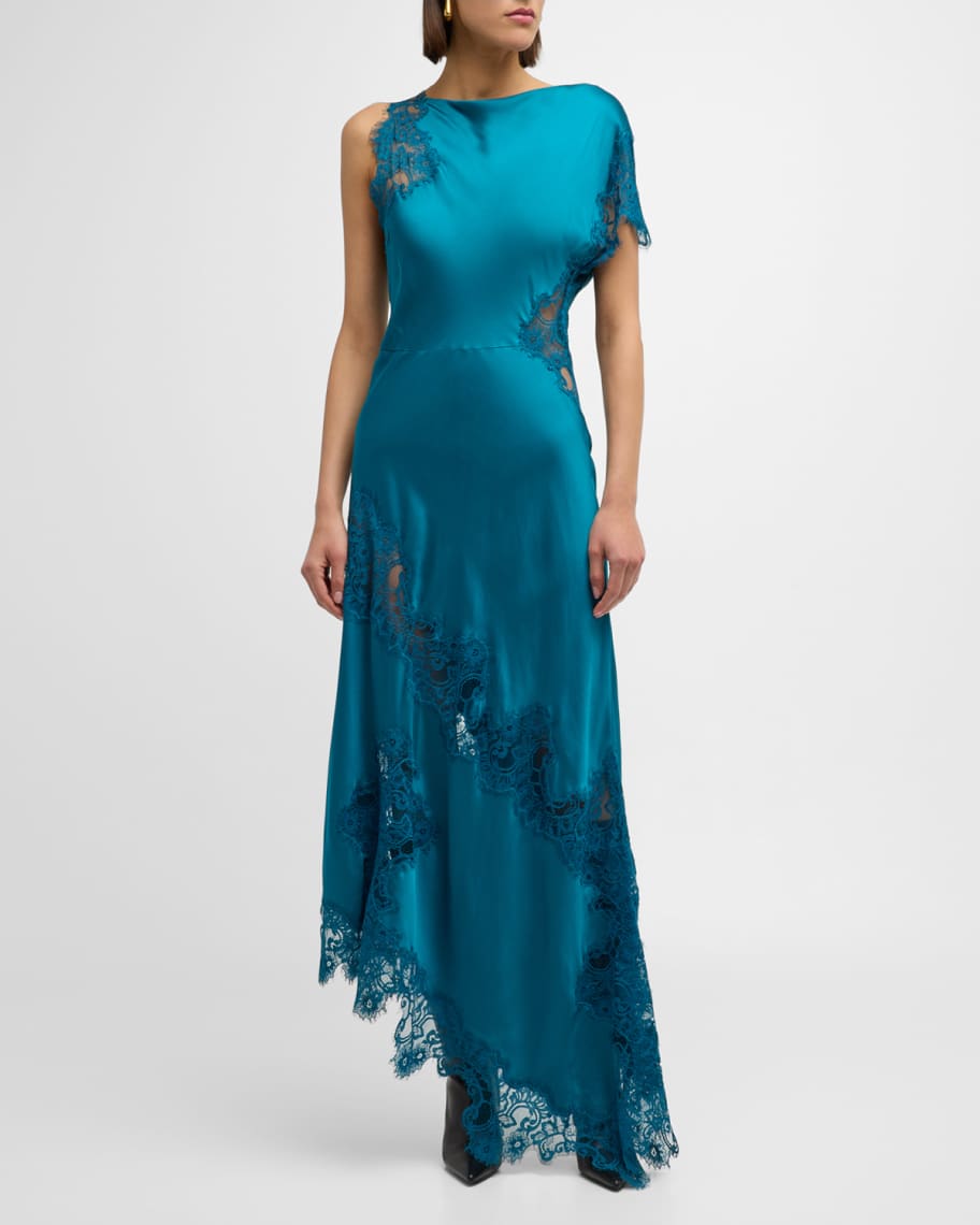 Alessia Satin and Lace Maxi Dress