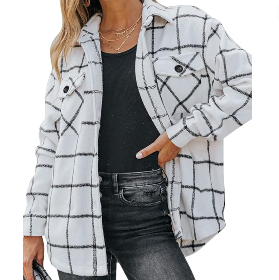 White Shacket With Black Plaid