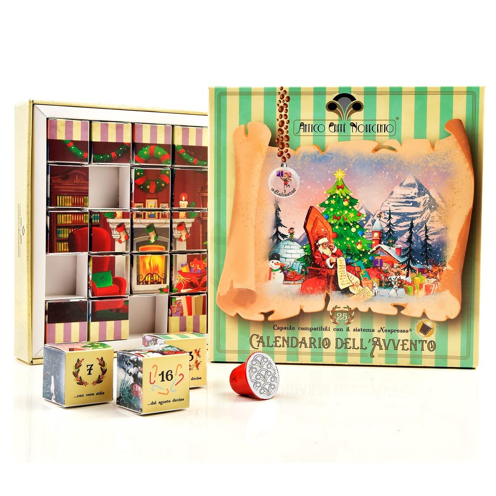 Antico Caffè Novecento® | Calendario Avvento Adulti con 25 Capsule Caffè Compatibili con Nespresso® Alabaster | Advent Calendar Natale | Calendari Avvento Adulti (125 Gr)