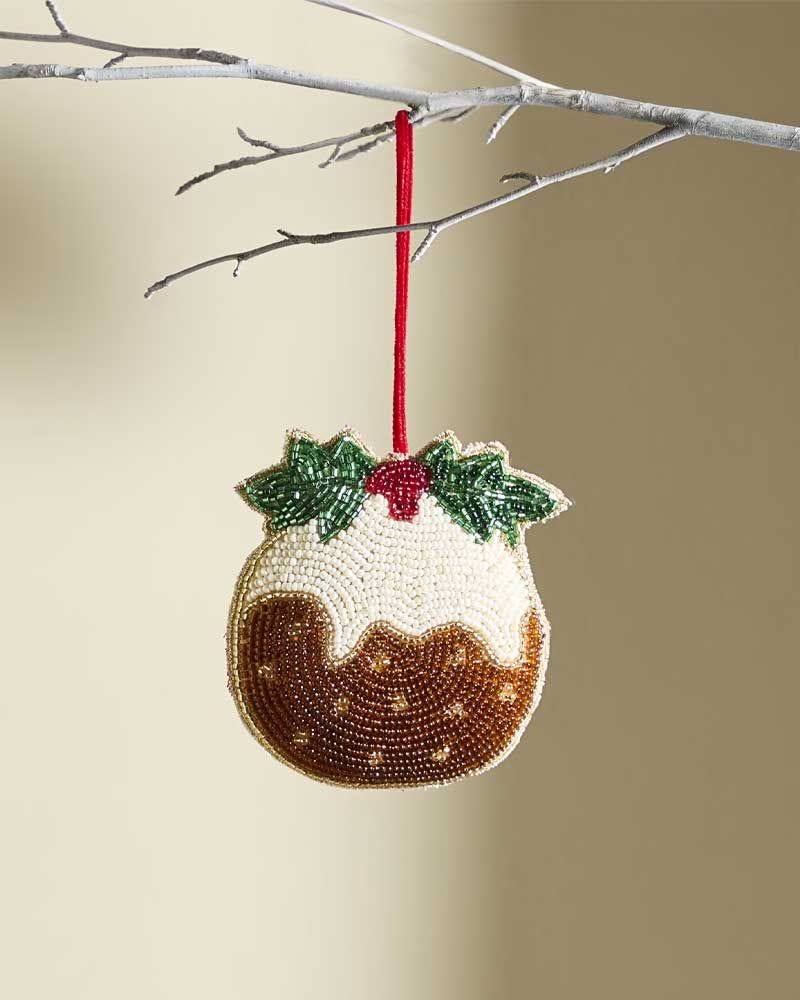 Beaded Christmas Pudding Hanging Decoration