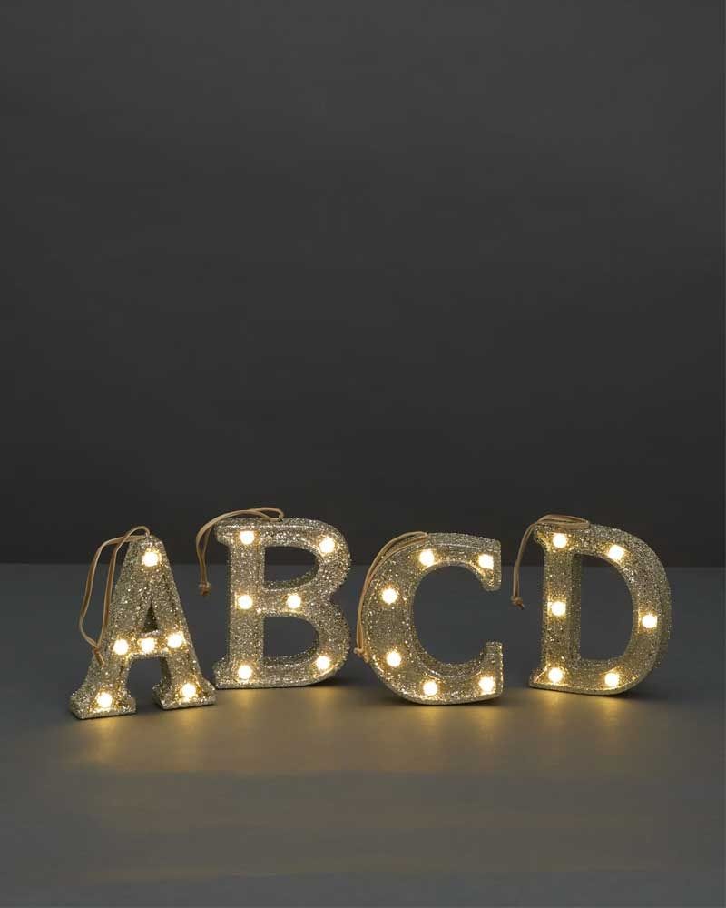 Glitter Light Up Alphabet Hanging Decoration