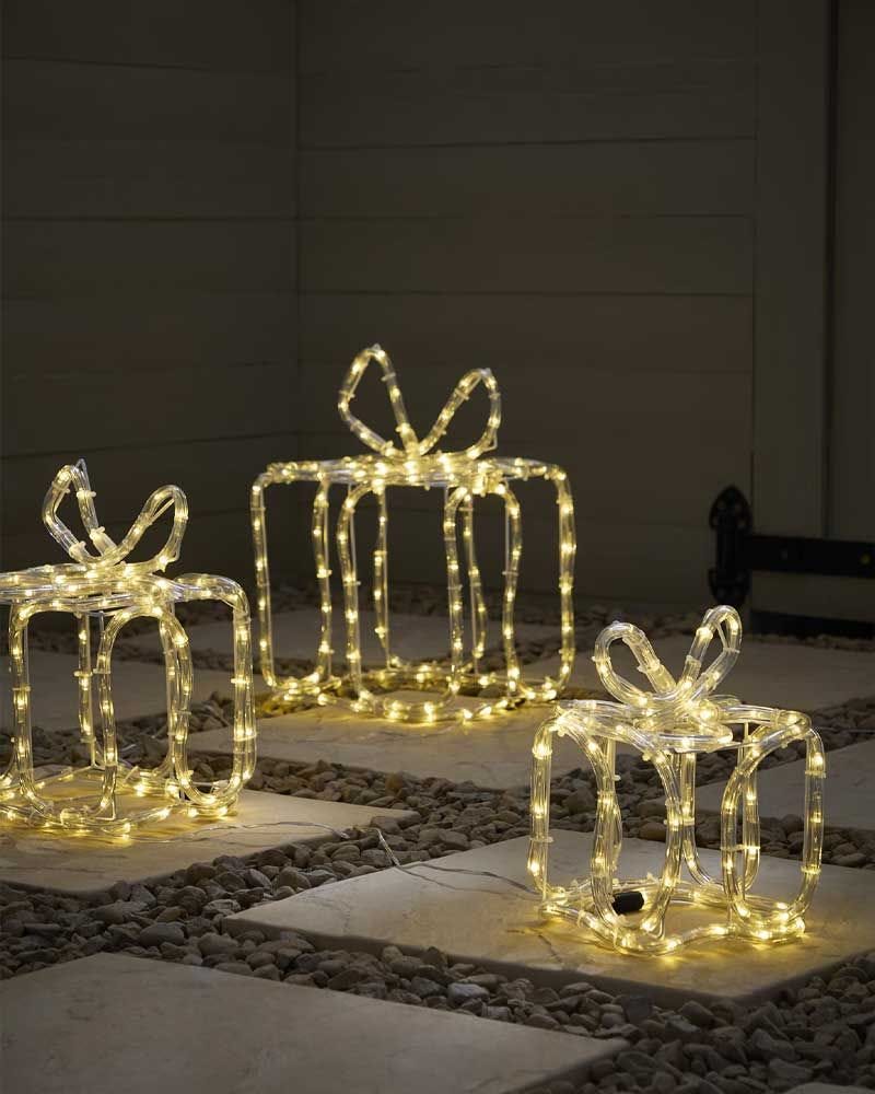 3pk Pre-Lit Gift Boxes
