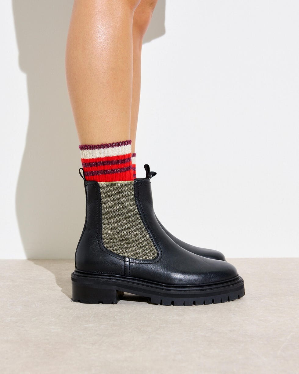 Chunky Black & Gold Sparkly Chelsea Boots
