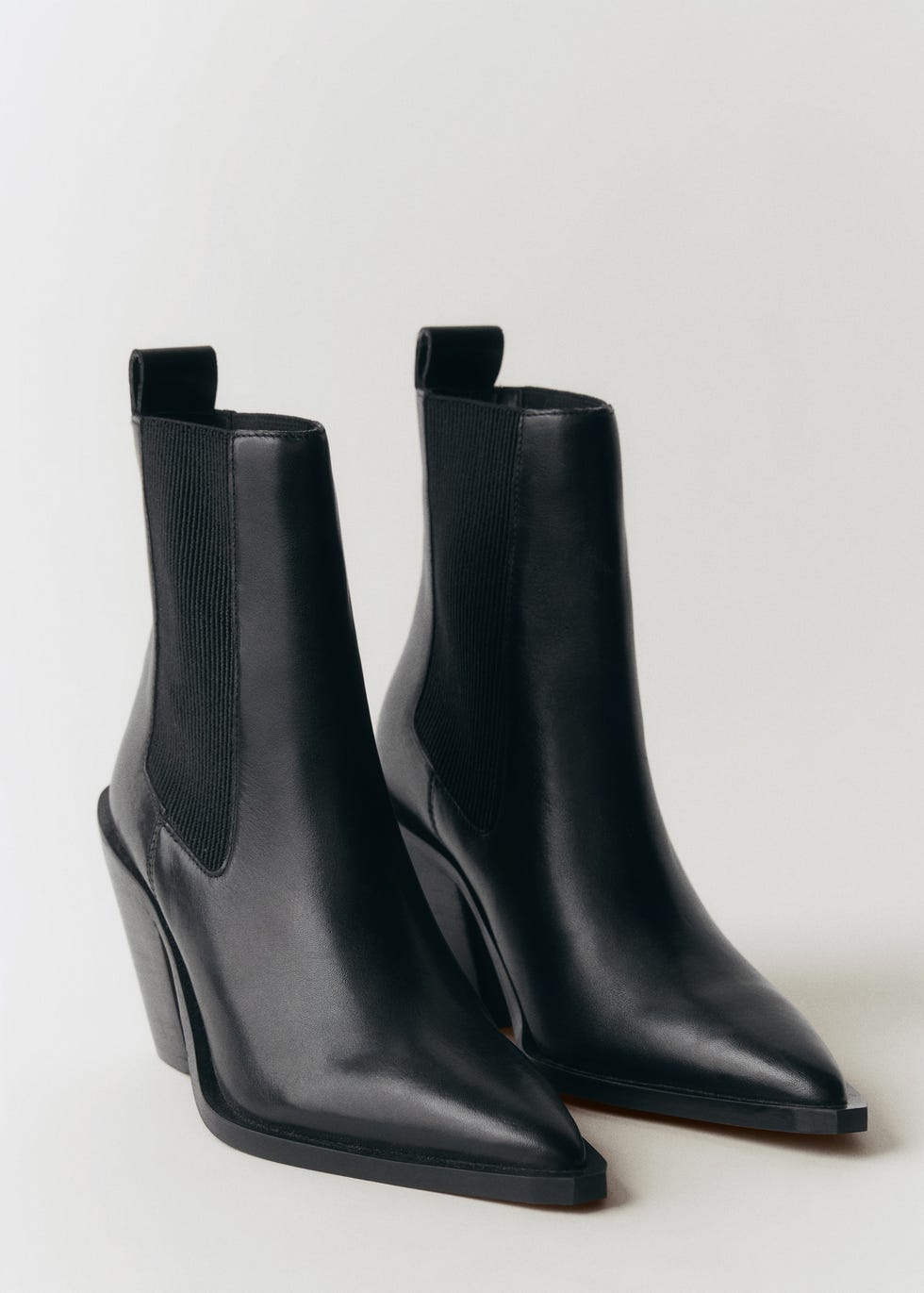 Leather pointed ankle boots