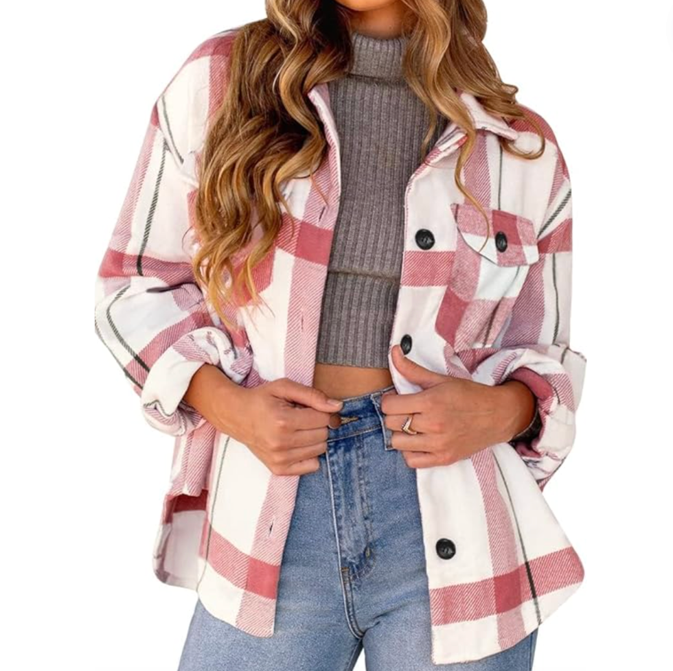 Pink and White Shacket 