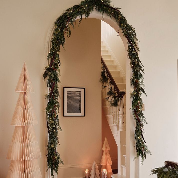 Pre-Lit Faux Mixed Pine & Pepperberry Garland