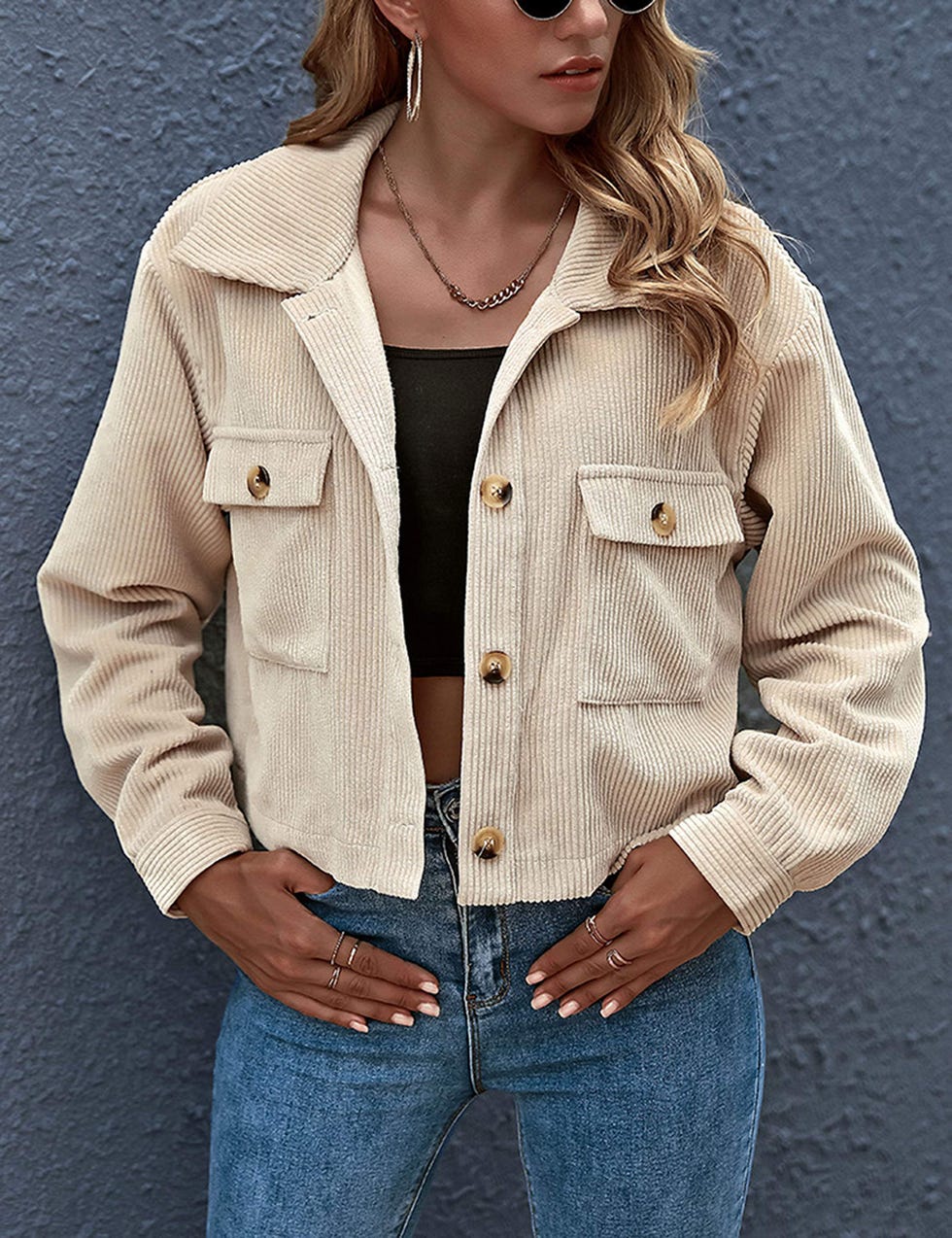 Cropped Corduroy Shacket