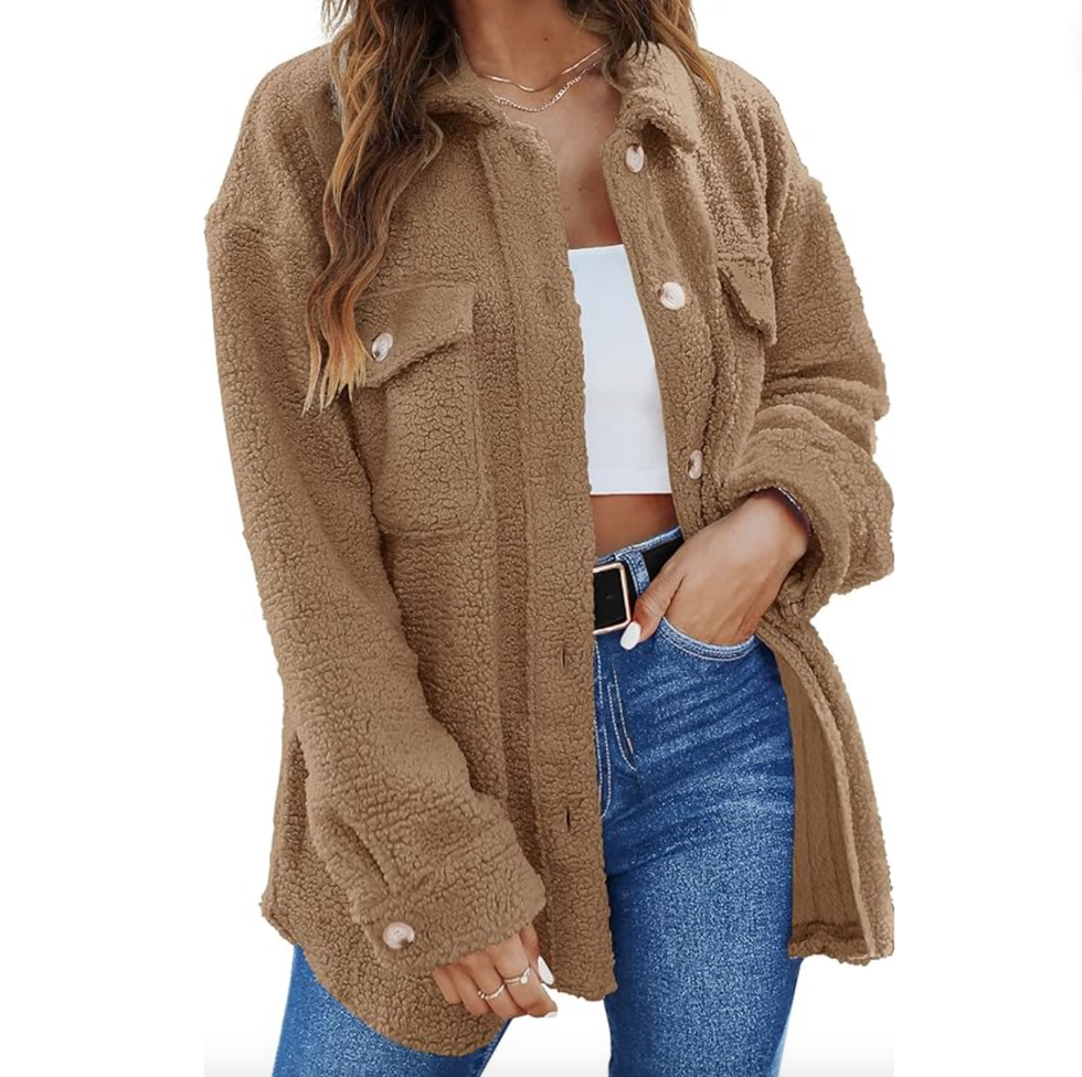 Brown Fuzzy Fleece Shacket 