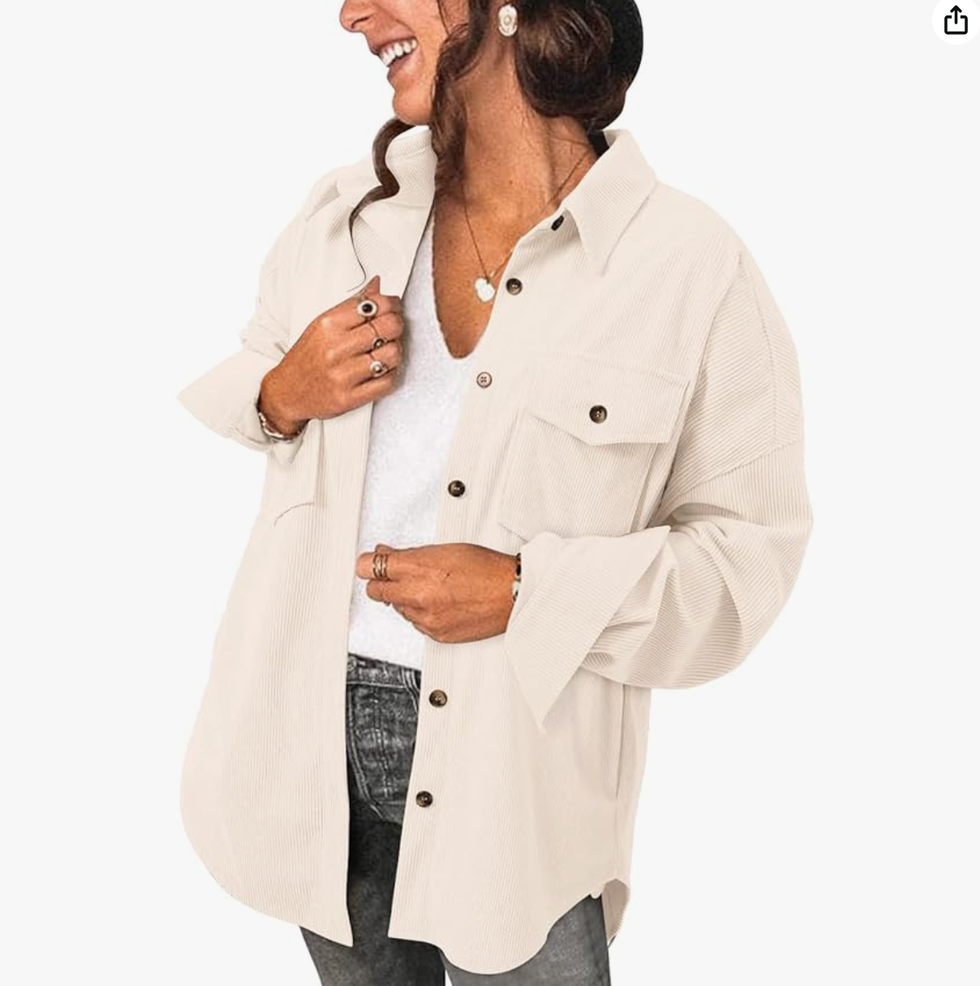 Cream Corduroy Shacket