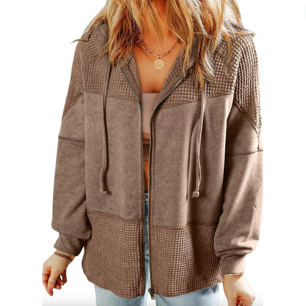 Waffle Knit Zip-Up Jacket 
