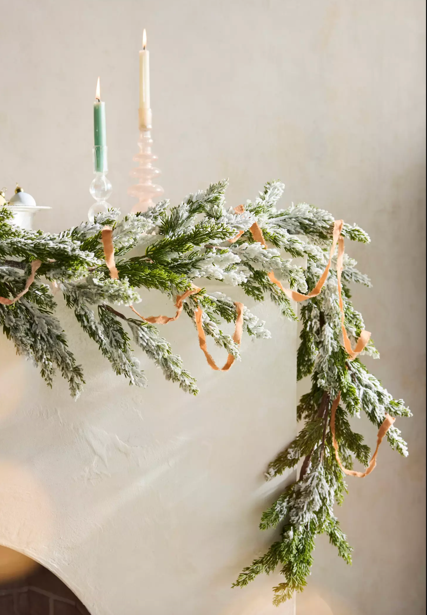 Faux Flocked Pine Garland