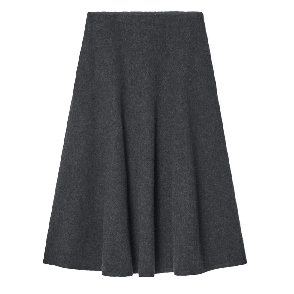 Boiled Wool Midi Skirt