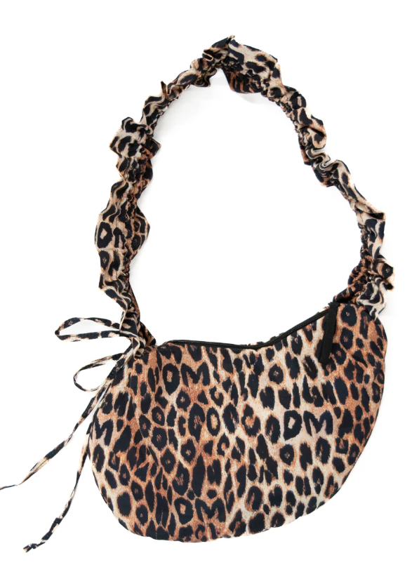 ruched kidney bag in leopard print