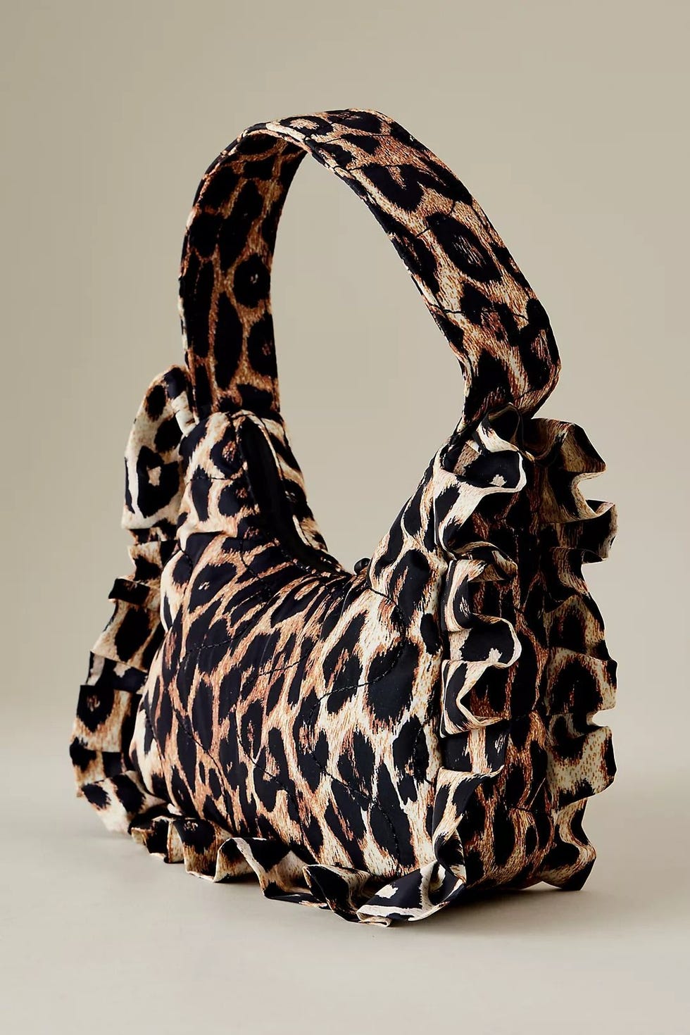 90's frill leopard print shoulder bag